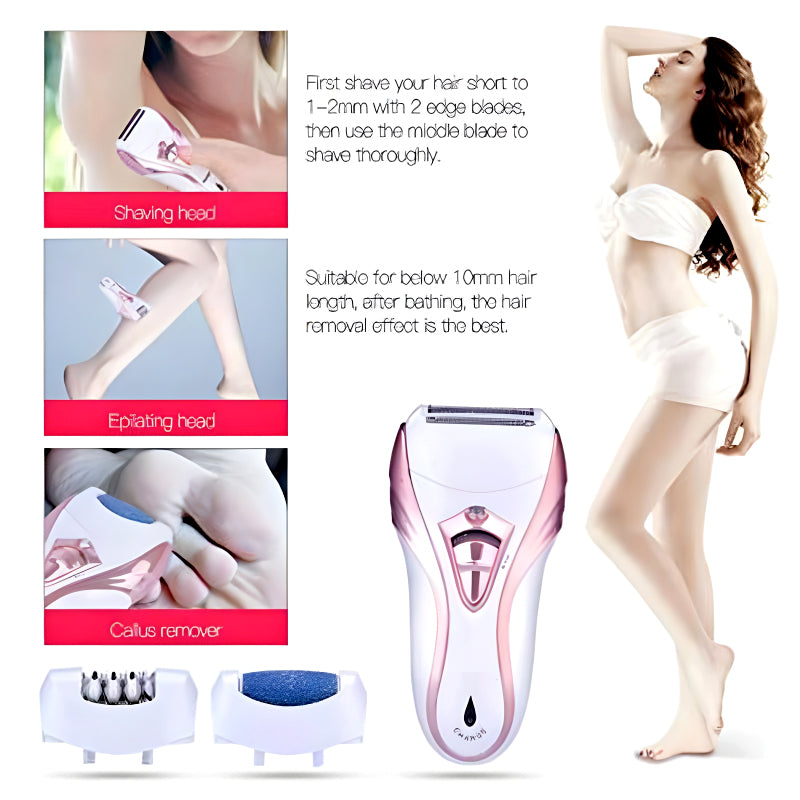 BS-3010 BROWNS Electric Rechargeable Epilator- 3-In-1 Beauty Tools Kit For Ladies