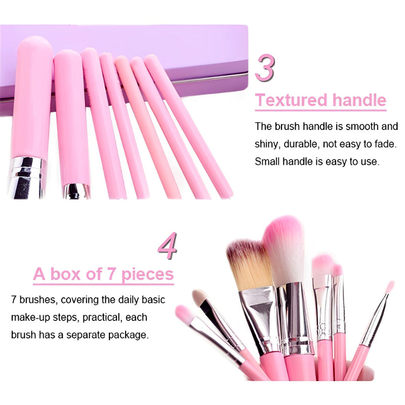 Pack Of 3 Cute Mini Hello Kitty 7PCS Makeup Brush Kit