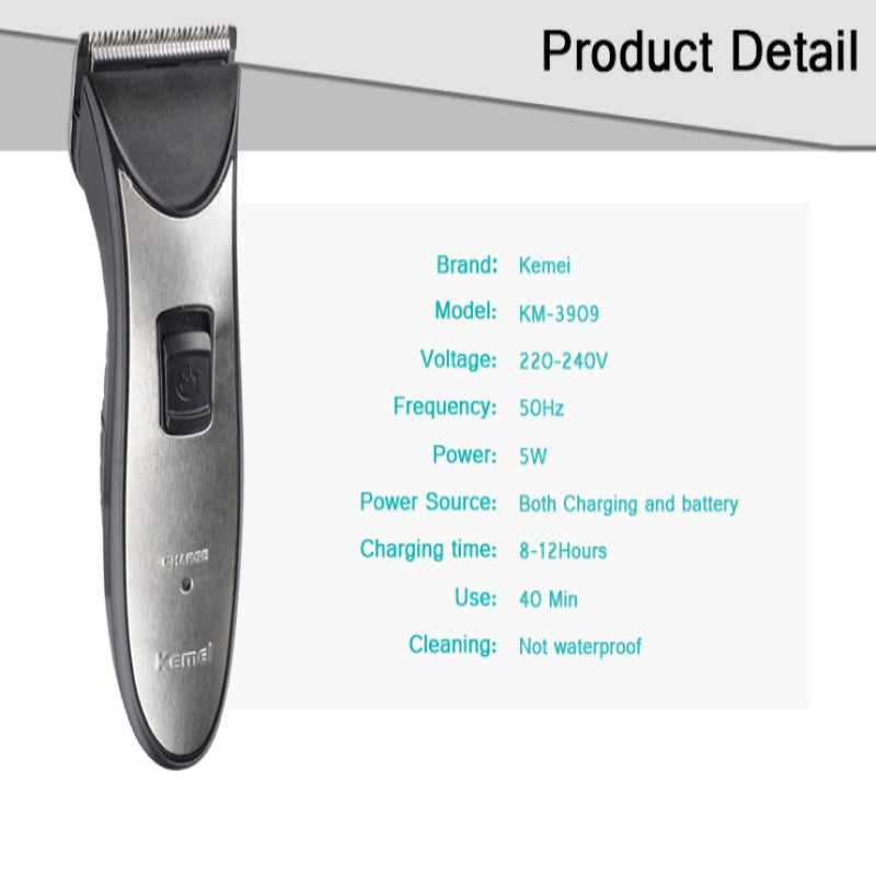 KM 3909 Rechargeable Electric Hair Trimmer & Clipper With Adjustable Comb Attachments