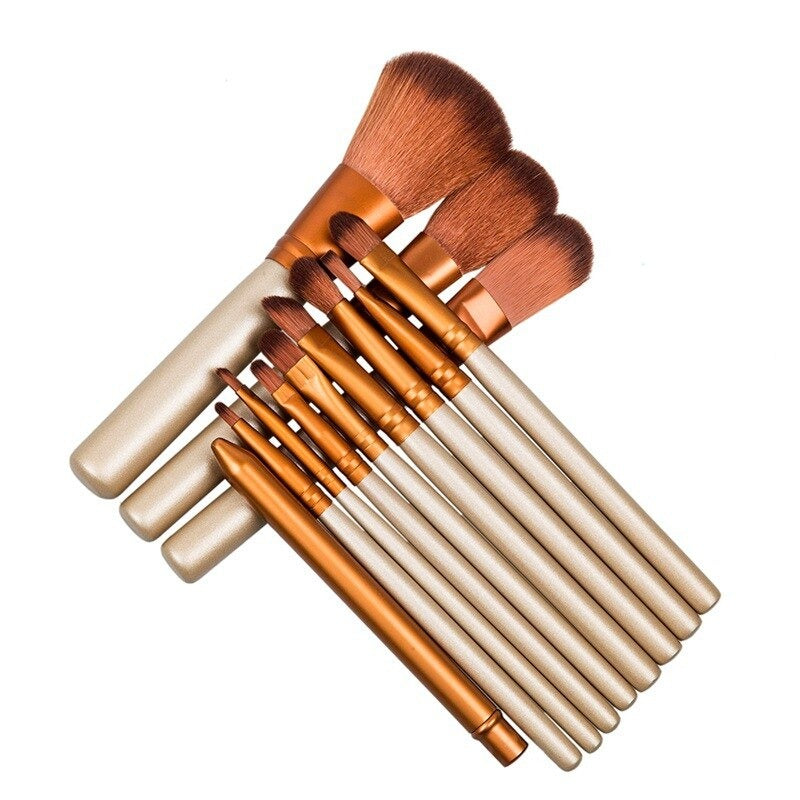 12pcs Aluminium Box Makeup Brushes Set Eye Shadow Lip Gloss Eye Makeup Portable Beauty Tools