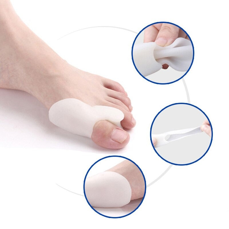 Pack Of 4 Pairs Silicone Gel Foot Fingers Hole Bunion Toe Separator Thumb Valgus Protectors