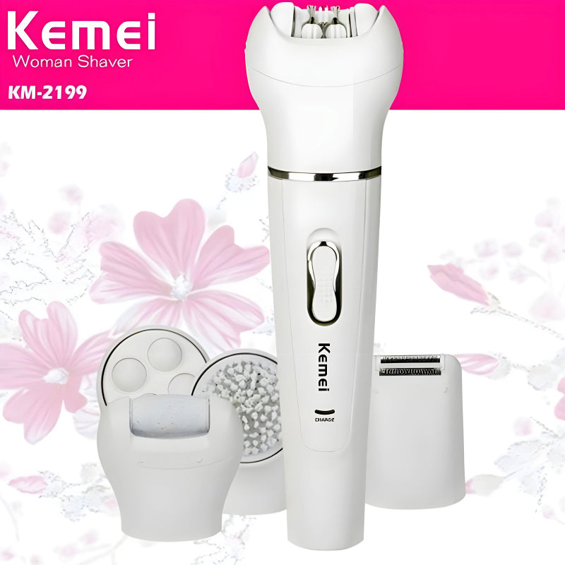 Kemei KM-2199 Multi-Functional Rechargeable Epilator: 5-In-1 Beauty Tools Kit For Women