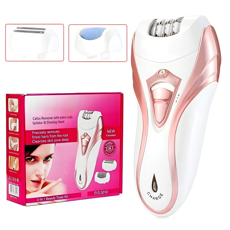 BS-3010 BROWNS Electric Rechargeable Epilator- 3-In-1 Beauty Tools Kit For Ladies