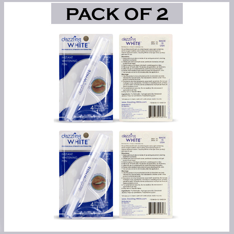 Pack Of 2 Dazzling White Hygienic Professional Strength Teeth Whitening Pens